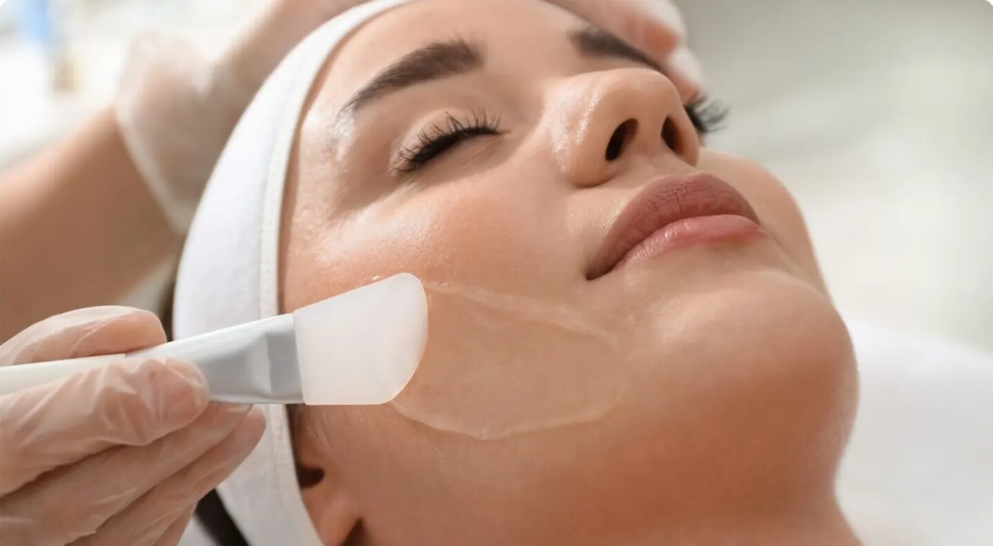 Peel being brushed onto a cheek
